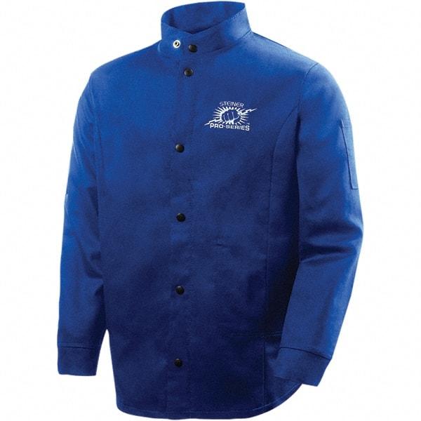 Steiner - Size 4XL Welding, Flame Resistant/Retardant Jacket - Blue, Cotton, Snaps Closure - A1 Tooling