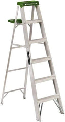 Louisville - 5 Steps, 6' High, Type II Rating, Aluminum Step Ladder - 225 Lb Capacity, 21-13/16" Base Width - A1 Tooling