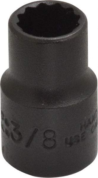 Proto - 3/8", 3/8" Drive, Standard Hand Socket - 12 Points, 1-3/32" OAL, Alloy Steel, Black Finish - A1 Tooling