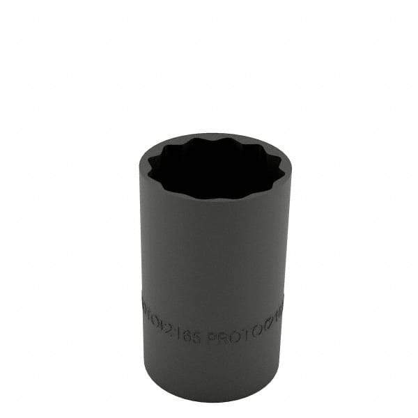 Proto - 1/2", 3/8" Drive, Standard Hand Socket - 12 Points, 1-1/8" OAL, Alloy Steel, Black Finish - A1 Tooling