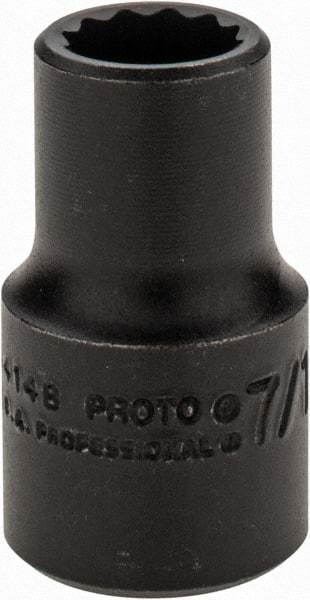 Proto - 7/16", 1/2" Drive, Standard Hand Socket - 12 Points, 1-1/2" OAL, Alloy Steel, Black Finish - A1 Tooling