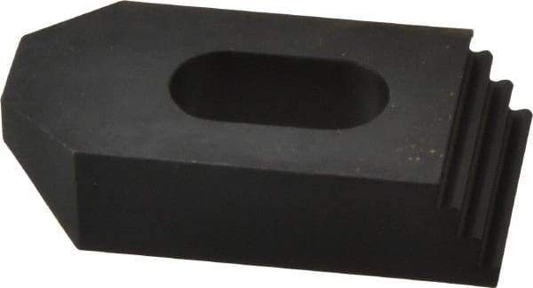 Jergens - 1/2" Stud, Low Carbon Steel, Plain Strap Clamp - 1/2" Travel, 2-1/2" OAL x 1-1/4" Wide x 5/8" High, Black Oxide Finish, Tapered Nose - A1 Tooling