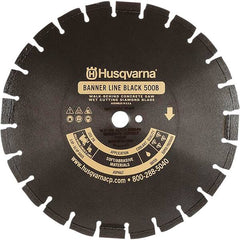 Husqvarna - 14" Diam, 1" Arbor Hole Diam, Continuous Edge Tooth Wet & Dry Cut Saw Blade - Diamond-Tipped, General Purpose Action, Standard Round Arbor - A1 Tooling