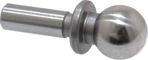 Jergens - 1/4" Ball Diam, 1/8" Shank Diam, Steel Inspection Tooling Ball - Slip-Fit Shank, 9/16" Ball Center to Shank Bottom, 0.2" Ball Center to Shoulder Bottom, with Shoulder - A1 Tooling