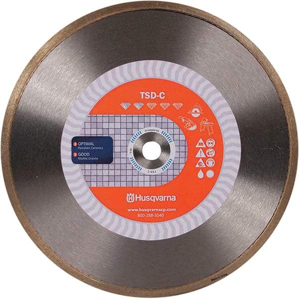 Husqvarna - 7" Diam, 5/8 & 7/8" Arbor Hole Diam, Continuous Edge Tooth Wet & Dry Cut Saw Blade - Diamond-Tipped, Finishing Action, Standard Round Arbor - A1 Tooling