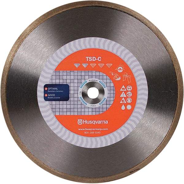 Husqvarna - 4" Diam, 5/8 & 7/8" Arbor Hole Diam, Continuous Edge Tooth Wet & Dry Cut Saw Blade - Diamond-Tipped, Finishing Action, Standard Round Arbor - A1 Tooling