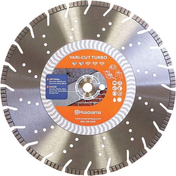 Husqvarna - 14" Diam, 25/32 & 1" Arbor Hole Diam, Continuous Edge Tooth Wet & Dry Cut Saw Blade - Diamond-Tipped, Fast Cutting Action, Standard Round Arbor - A1 Tooling