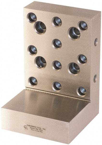 Suburban Tool - 4" Wide x 6" Deep x 4" High Steel Precision-Ground Angle Plate - Standard Plate, Machined Holes on Surface, Open End, 1-1/4" Thick, Pair of Plates - A1 Tooling