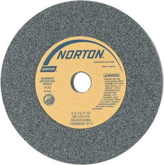 Norton - 4" Diam x 1/2" Hole x 1/2" Thick, I Hardness, 100 Grit Surface Grinding Wheel - Silicon Carbide, Type 1, Fine Grade, 8,120 Max RPM, Vitrified Bond, No Recess - A1 Tooling