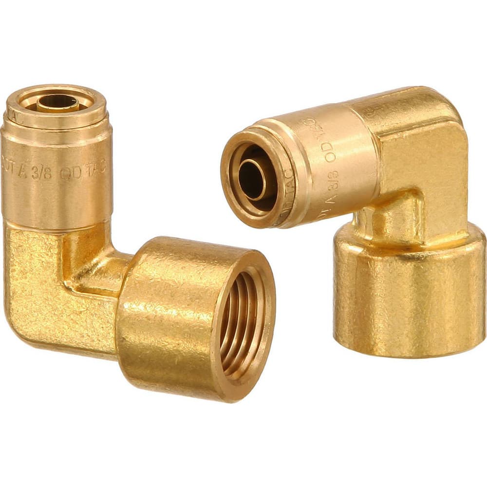 Metal Push-To-Connect Tube Fittings; Fitting Type: ELBOW; Connection Type: Push-to-Connect x FNPT; Material: Brass; Thread Size: 3/8″; Tube Outside Diameter: 1/2; Fitting Shape: 90 ™ Elbow; Maximum Working Pressure (Psi - 3 Decimals): 250.000; Standards: