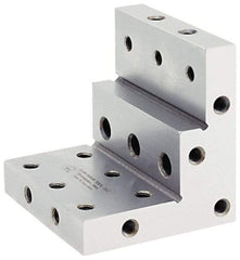 Suburban Tool - 3" Wide x 2-3/4" Deep x 3" High Steel Precision-Ground Angle Plate - Stepped Plate, Machined Holes on Surface, Open End, 9/16" Thick, Single Plate - A1 Tooling