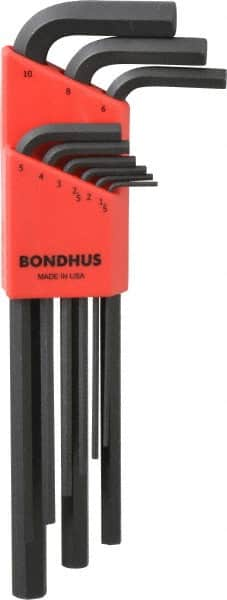 Bondhus - 9 Piece L-Key Hex Key Set - Hex Range 1.5 to 10mm, Protanium - A1 Tooling