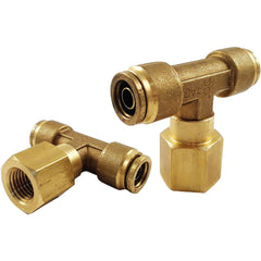 Metal Push-To-Connect Tube Fittings; Fitting Type: TEE BRCH SWV; Connection Type: Push-to-Connect x FNPT; Material: Brass; Thread Size: 1/4″; Tube Outside Diameter: 1/4; Fitting Shape: Tee; Maximum Working Pressure (Psi - 3 Decimals): 250.000; Standards: