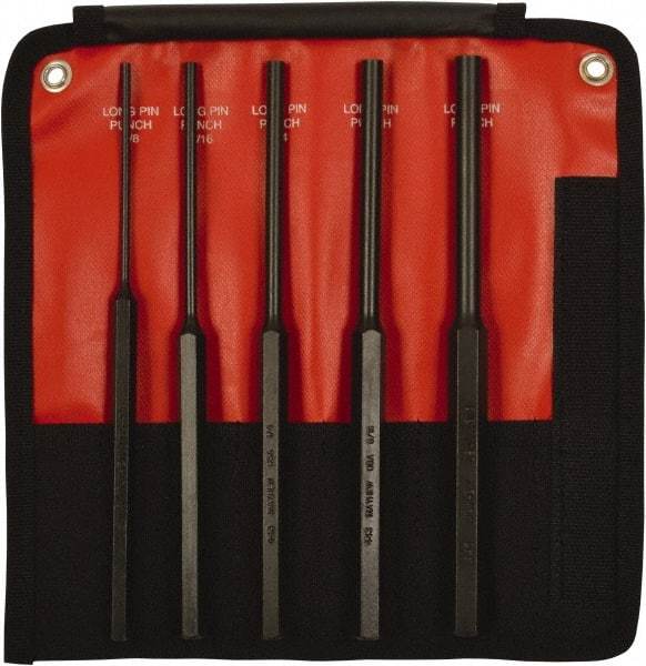 Mayhew - 5 Piece, 1/8 to 3/8", Pin Punch Set - Hex Shank, Steel, Comes in Kit Bag - A1 Tooling