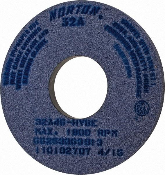 Norton - 14" Diam x 5" Hole x 1" Thick, H Hardness, 46 Grit Surface Grinding Wheel - Aluminum Oxide, Type 1, Coarse Grade, 1,800 Max RPM, Vitrified Bond, No Recess - A1 Tooling