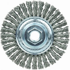 Weiler - 4" OD, 5/8-11 Arbor Hole, Stringer Bead Steel Wheel Brush - 3/16" Face Width, 7/8" Trim Length, 20,000 RPM - A1 Tooling