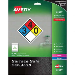 AVERY - Pack of (15), 8" x 8" White Polyester Durable Square Labels - A1 Tooling