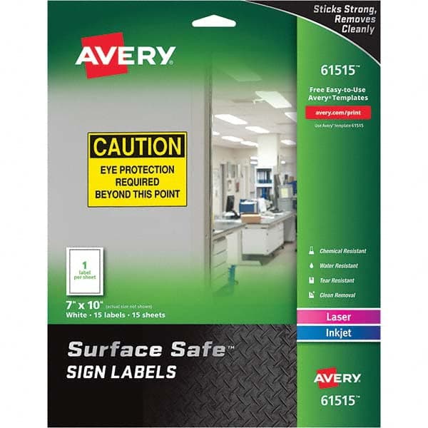 AVERY - Pack of (15), 7" x 10" White Polyester Durable Square Labels - A1 Tooling