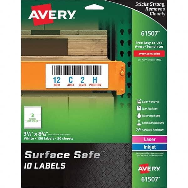 AVERY - Pack of (150), 3-1/4" x 8-3/8" White Polyester Durable Square Labels - A1 Tooling