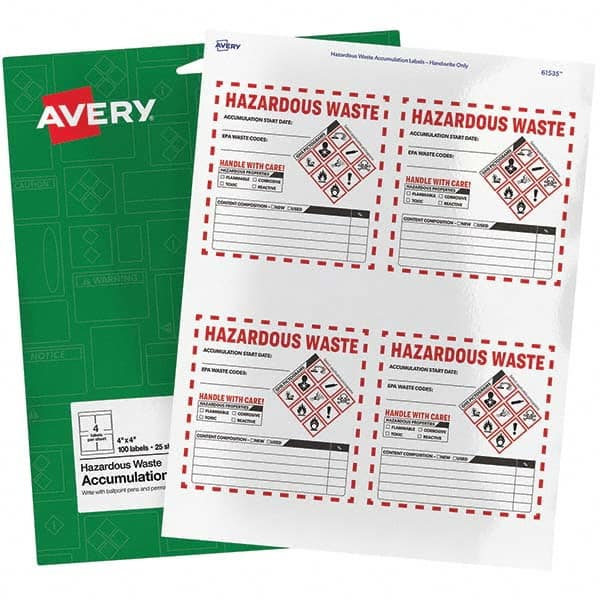 AVERY - Pack of (100), 4" x 4" White Paper ID Labels - A1 Tooling