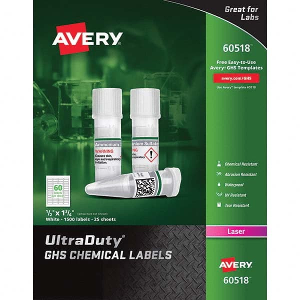 AVERY - Pack of (1500), 1" x 1-3/4" White Synthetic Film ID Labels - A1 Tooling