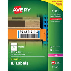 AVERY - Pack of (150), 3-1/4" x 8-3/8" White Paper Durable Square Labels - A1 Tooling