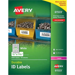 AVERY - Pack of (3000), 0.67" x 1-3/4" White Paper Durable Square Labels - A1 Tooling