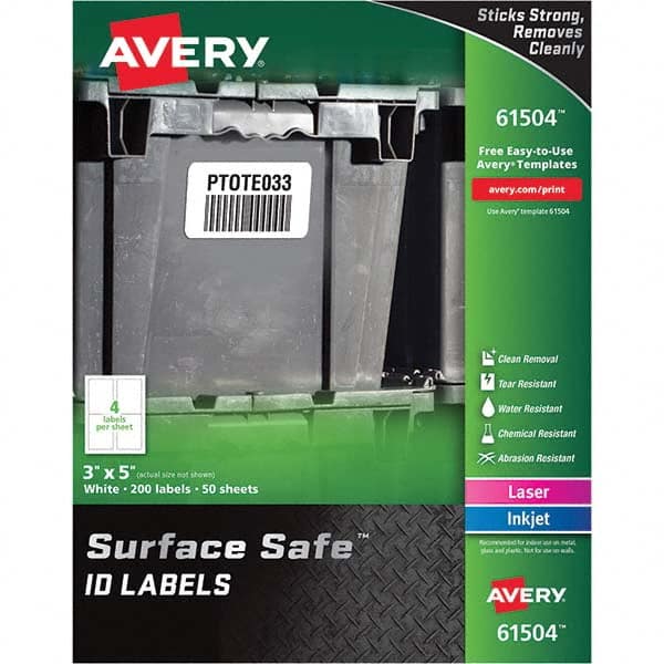 AVERY - Pack of (200), 3" x 5" White Polyester Durable Square Labels - A1 Tooling