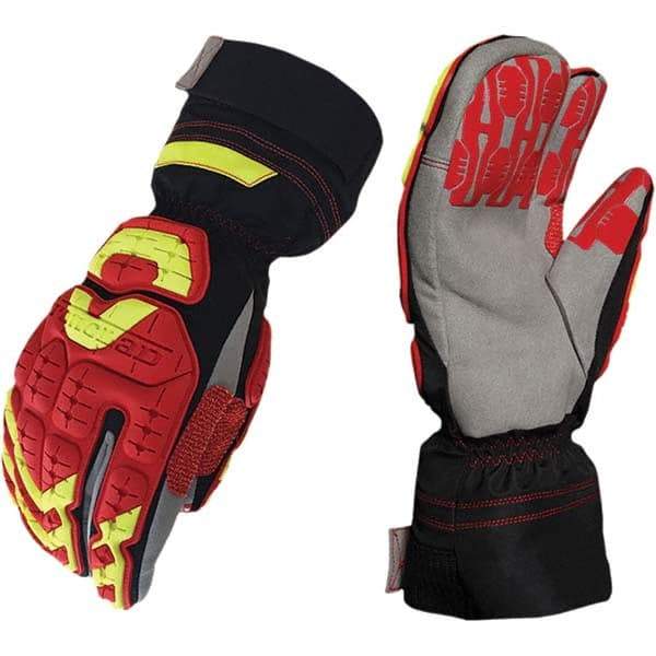 ironCLAD - Size 2XL (11), ANSI Cut Lvl A4, Puncture Lvl 5, Abrasion Lvl 5, Cut Resistant Gloves - 12" Long, Uncoated, Polyester & Mylar Lining, Hook & Loop Cuff, Black/Red, Paired - A1 Tooling