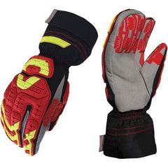 ironCLAD - Size XL (10), ANSI Cut Lvl A4, Puncture Lvl 5, Abrasion Lvl 5, Cut Resistant Gloves - 12" Long, Uncoated, Polyester & Mylar Lining, Hook & Loop Cuff, Black/Red, Paired - A1 Tooling