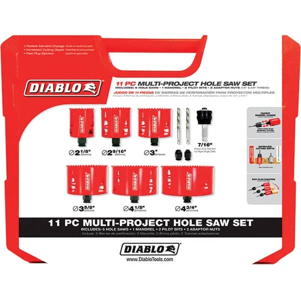 Freud - Hole Saw Kits Minimum Saw Diameter (Inch): 2-1/8 Maximum Saw Diameter (Inch): 4-3/4 - A1 Tooling