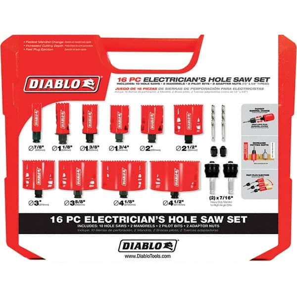 Freud - Hole Saw Kits Minimum Saw Diameter (Inch): 7/8 Maximum Saw Diameter (Inch): 4-1/2 - A1 Tooling