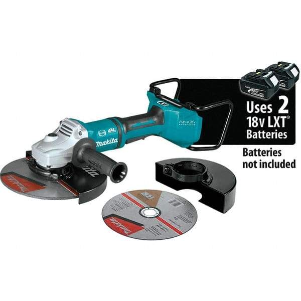 Makita - 9" Wheel Diam, 6,000 RPM, Cordless Angle & Disc Grinder - 5/8-11 Spindle, 36 Volts - A1 Tooling