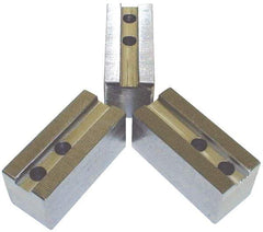 H & R Manufacturing - 3/32 x 90° Serrated Attachment, Square Soft Lathe Chuck Jaw - 3 Jaws, Steel, 1-9/16" Btw Mount Hole Ctrs, 6-1/4" Long x 2-1/2" Wide x 3" High, 1" Groove - A1 Tooling