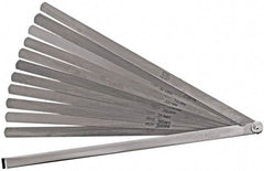 Proto - 12 Piece, 0.0015 to 0.02" Thick, Parallel Feeler Gage Set - 12" Leaf Length, 1/2" Wide, Steel - A1 Tooling