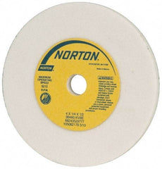 Norton - 60 Grit Aluminum Oxide Type 1 Internal Grinding Wheel - 4" Diam x 1/2" Hole x 1/4" Thick, 6,210 Max RPM, Type 1 Medium Grade, K Hardness, Vitrified Bond, One-Side Recess - A1 Tooling