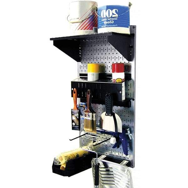 Wall Control - 16" Wide x 32" High Peg Board Kit - 1 Panels, Galvanized Steel, Galvanized/Black - A1 Tooling