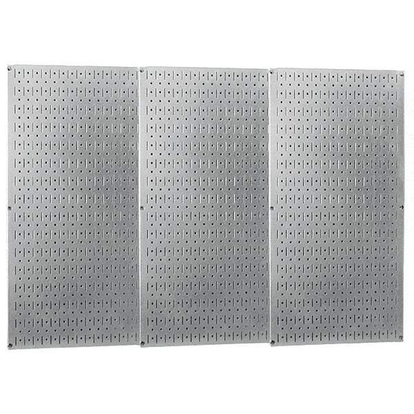 Wall Control - 48" Wide x 32" High Peg Board Storage Board - 3 Panels, Galvanized Steel, Metallic - A1 Tooling