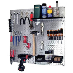 Wall Control - 32" Wide x 32" High Peg Board Kit - 2 Panels, Galvanized Steel, Galvanized/Black - A1 Tooling