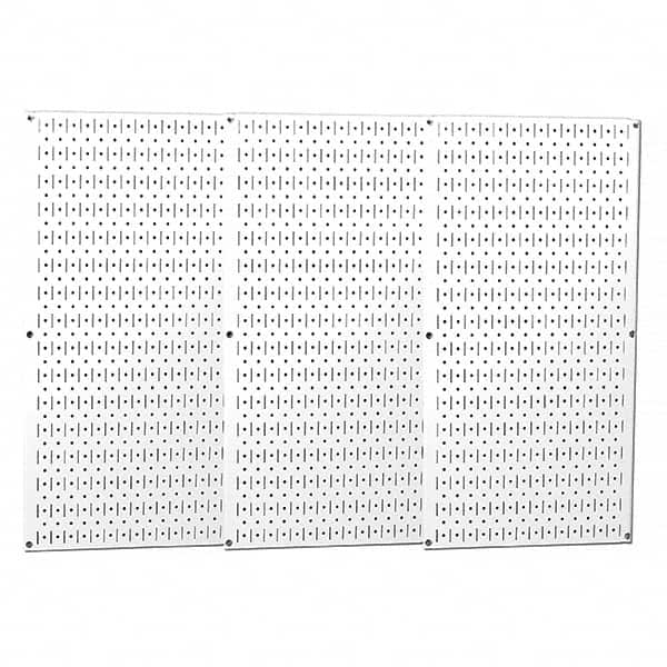 Wall Control - 48" Wide x 32" High Peg Board Storage Board - 3 Panels, Metal, White - A1 Tooling