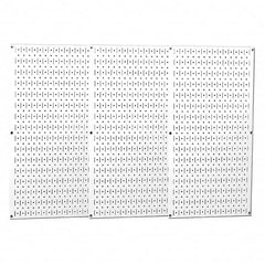 Wall Control - 48" Wide x 32" High Peg Board Storage Board - 3 Panels, Metal, White - A1 Tooling