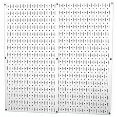 Wall Control - 32" Wide x 32" High Peg Board Storage Board - 2 Panels, Metal, White - A1 Tooling