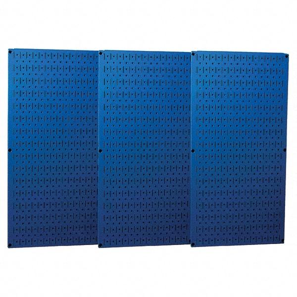 Wall Control - 48" Wide x 32" High Peg Board Storage Board - 3 Panels, Metal, Blue - A1 Tooling