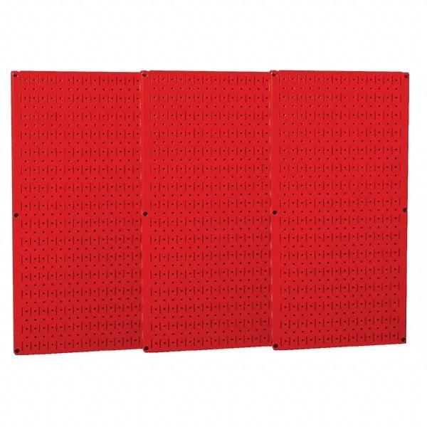 Wall Control - 48" Wide x 32" High Peg Board Storage Board - 3 Panels, Metal, Red - A1 Tooling