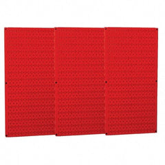 Wall Control - 48" Wide x 32" High Peg Board Storage Board - 3 Panels, Metal, Red - A1 Tooling