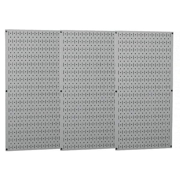 Wall Control - 48" Wide x 32" High Peg Board Storage Board - 3 Panels, Metal, Gray - A1 Tooling