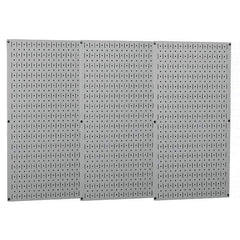 Wall Control - 48" Wide x 32" High Peg Board Storage Board - 3 Panels, Metal, Gray - A1 Tooling