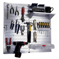 Wall Control - 32" Wide x 32" High Peg Board Kit - 2 Panels, Galvanized Steel, Galvanized/White - A1 Tooling