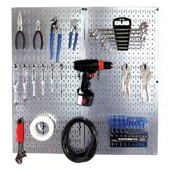 Wall Control - 32" Wide x 32" High Peg Board Kit - 2 Panels, Galvanized Steel, Galvanized/Black - A1 Tooling