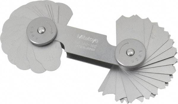 Mitutoyo - 32 Piece, 17/64 to 1/2 Inch Radius, Radius Gage Set - Style B, 1/64 Inch Graduation - A1 Tooling